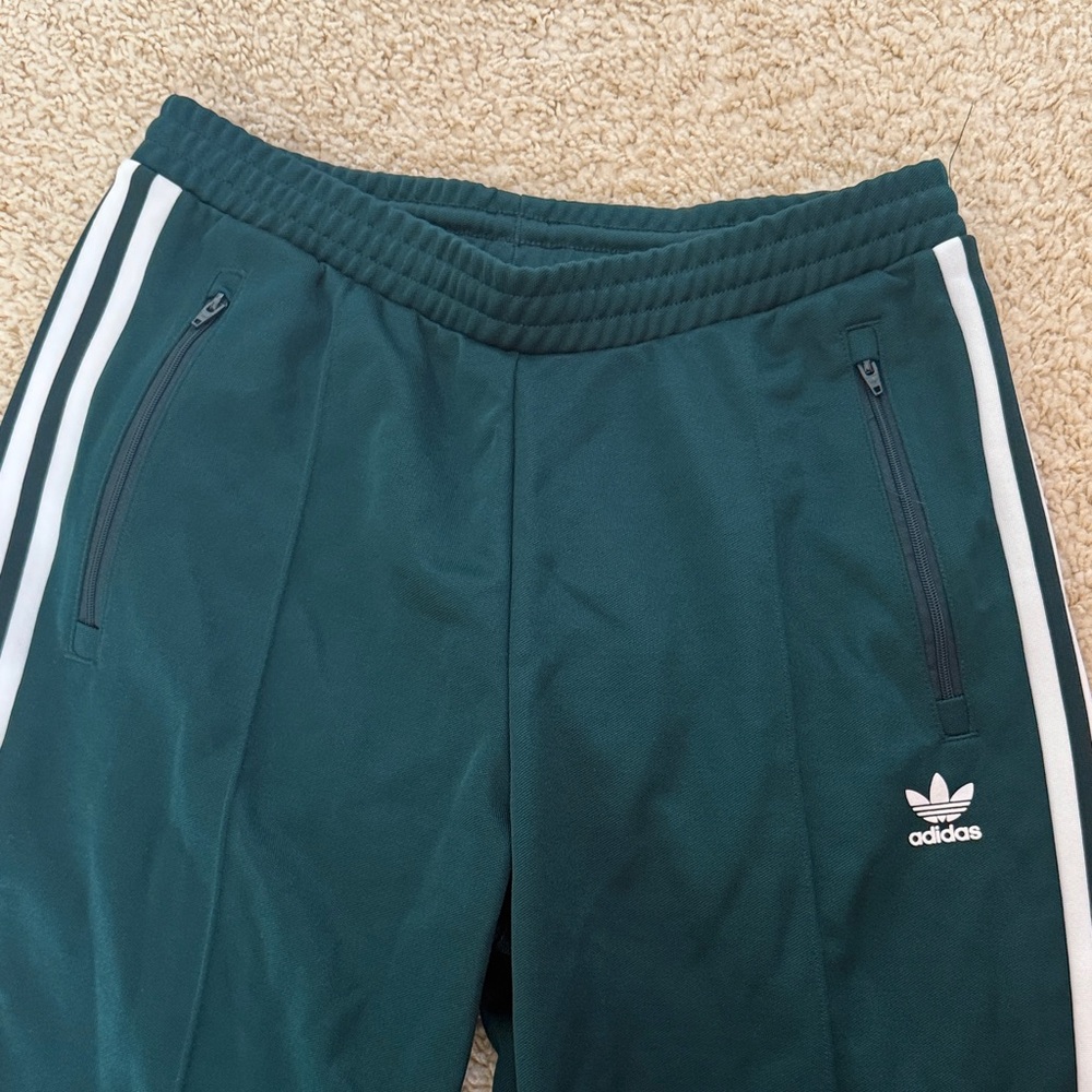 adidas dark teal green Jogger Pants with White Side Stripes